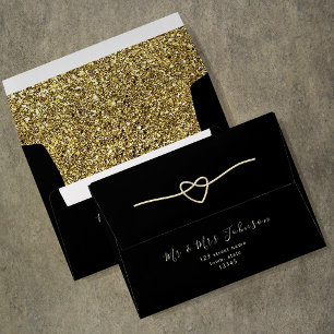 Luxury Black and Gold Wedding Envelope