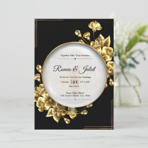 Luxury Black and Gold Wedding Invitation