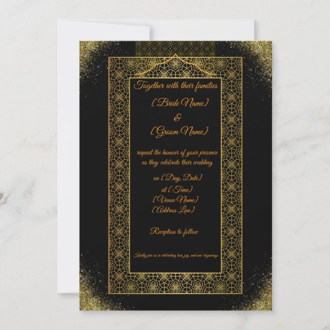 Luxury Black and Gold Wedding Invitation | Elegant (Front)