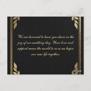Luxury Black and Gold Wedding Invitation - Elegant Postcard