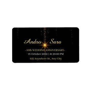 Luxury Black and Gold Wedding Return Address Label