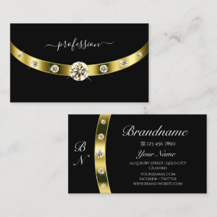 Luxury Black and Golden with Monogram Professional Business Card