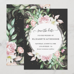 Luxury Black and Pink Floral Wedding Save The Date
