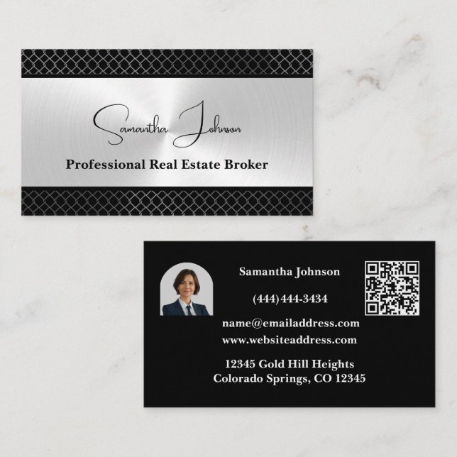 Luxury Black and Silver Real Estate Business Card (Front/Back)