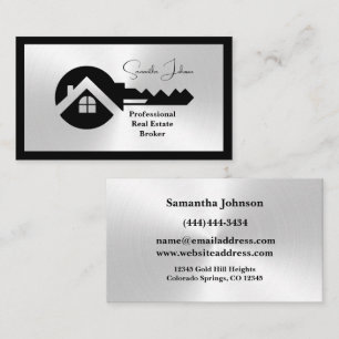 Luxury Black and Silver Real Estate Business Card