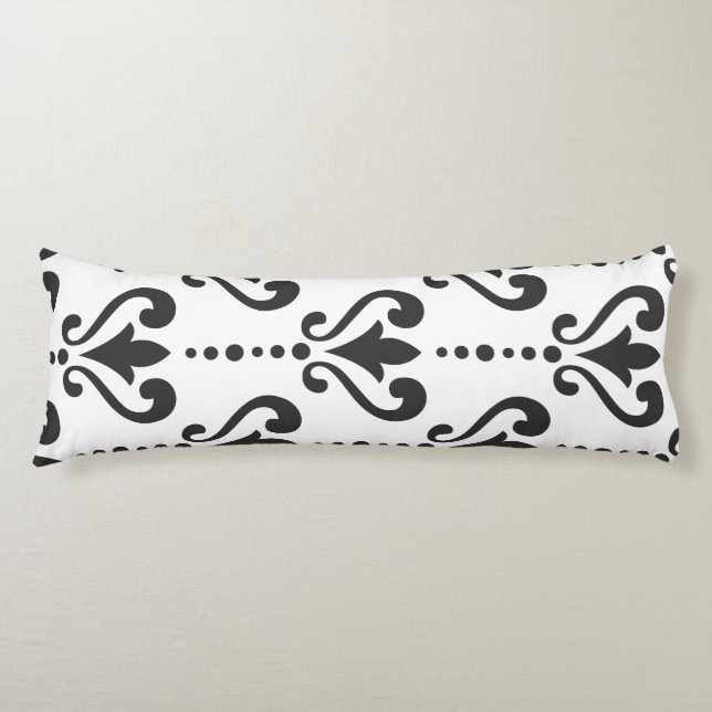 Luxury Black and White Damask Body Cushion (Front)
