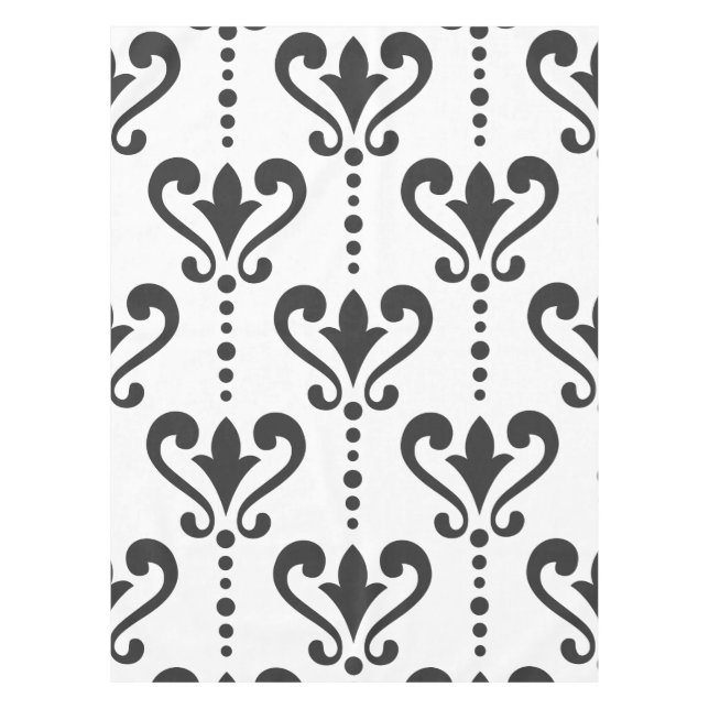 Luxury Black and White Damask Tablecloth (Front)