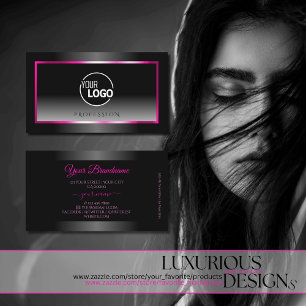 Luxury Black and White Gradient Pink Frame Logo Business Card