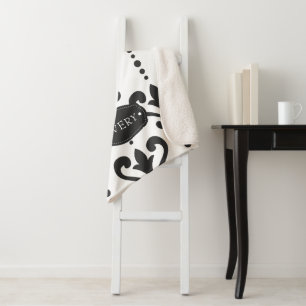 Luxury Black and White Personalised Sherpa Blanket