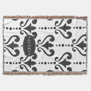 Luxury Black and White Personalised Throw Blanket