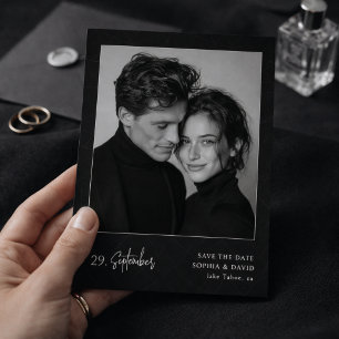 Luxury Black and White Photo Minimalist Wedding Save The Date