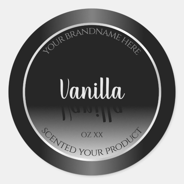 Luxury Black and White Product Labels Silver Frame (Front)