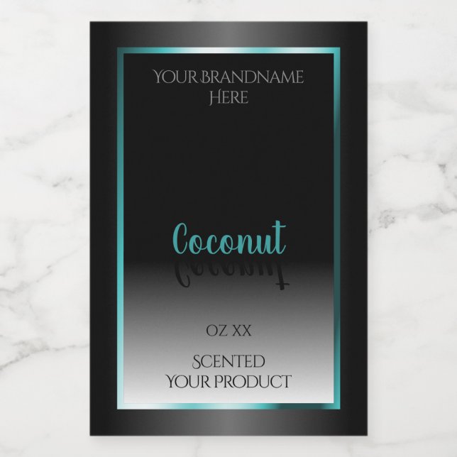 Luxury Black and White Product Labels Teal Frame (Single Label)
