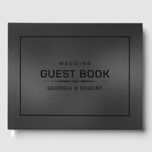 Luxury black background monochromatic design guest book