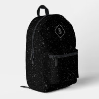 Luxury Black Background White Sparkles Monogram