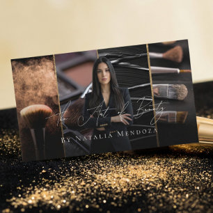 Luxury Black Beauty Consultant Makeup Artist Photo Business Card