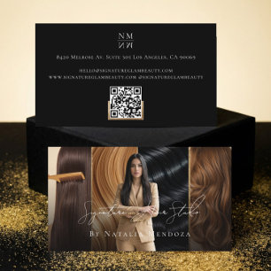 Luxury Black Beauty Hair Salon Studio Photo Business Card