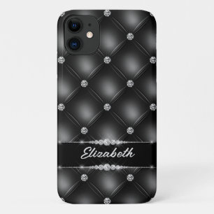 Luxury Black Bling Sparkle Diamond Custom Name Case-Mate iPhone Case