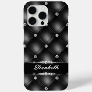 Luxury Black Bling Sparkle Diamond Custom Name  iPhone 15 Pro Max Case