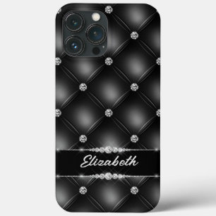 Luxury Black Bling Sparkle Diamond Custom Name  iPhone 13 Pro Max Case