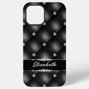 Luxury Black Bling Sparkle Diamond Custom Name iPhone 12 Pro Max Case