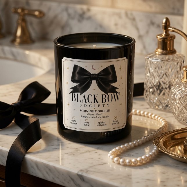 Luxury Black Bow Coquette Halloween Candle Square Sticker (Creator Uploaded)