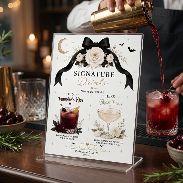 Luxury Black Bow Gothic Wedding Signature Drinks  Poster (Creator Uploaded)