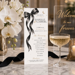 Luxury Black Bow Wedding Program Elegant Menu
