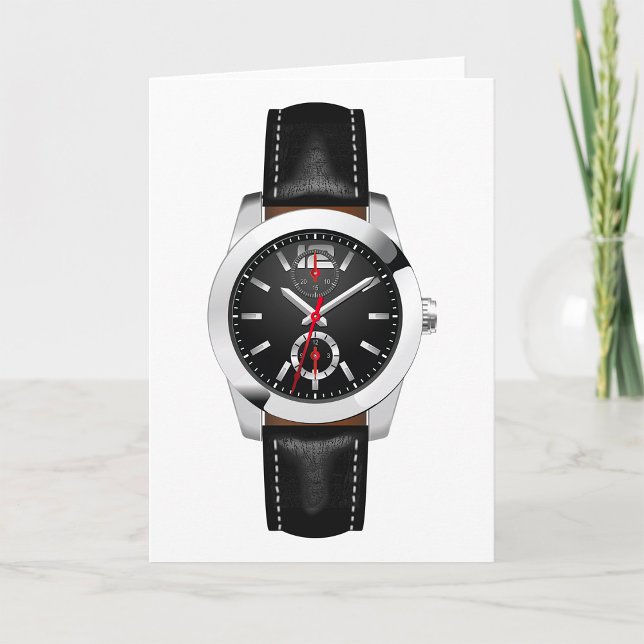 Luxury Black Chronograph Watch Stylish Timepiece  Card (Creator Uploaded)