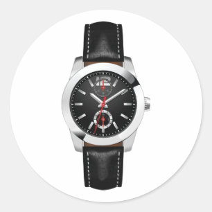Luxury Black Chronograph Watch Stylish Timepiece  Classic Round Sticker