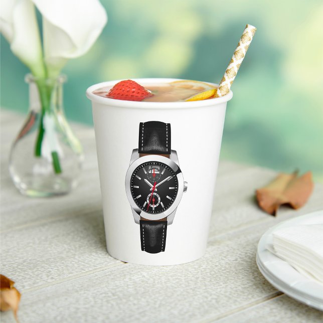Luxury Black Chronograph Watch Stylish Timepiece  Paper Cups (Creator Uploaded)