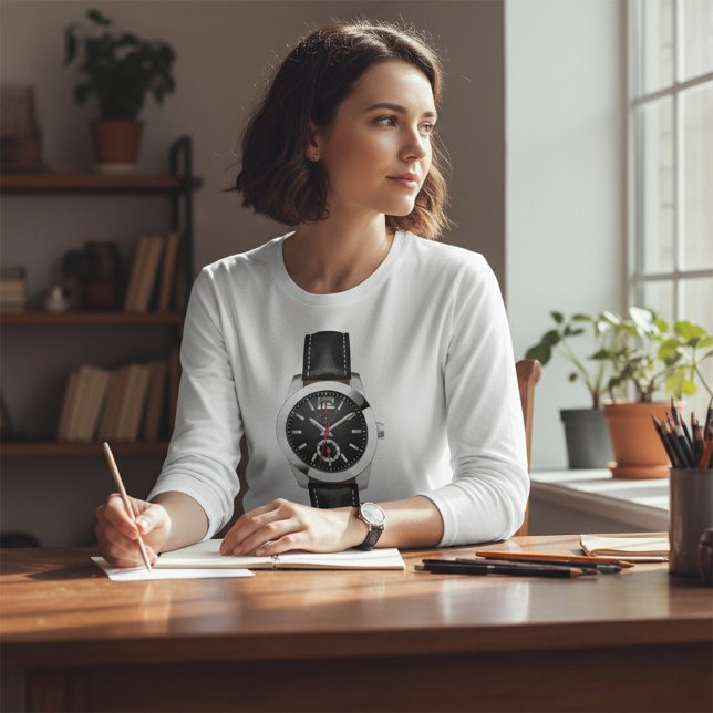 Luxury Black Chronograph Watch Stylish Timepiece  T-Shirt (Creator Uploaded)