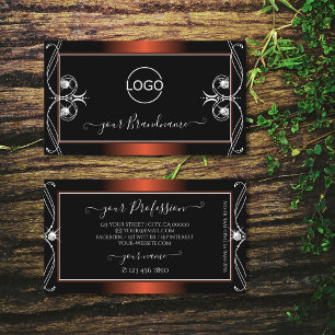 Luxury Black Copper Sparkle Jewels Add Logo Ornate Business Card