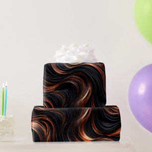 Luxury Black & Copper Swirl Wrapping Paper