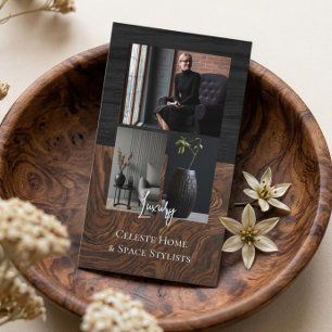 Luxury Black Elegant Photo Layout Real Estate  Business Card