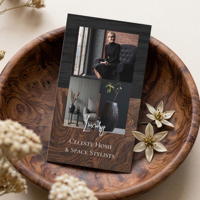 Luxury Black Elegant Photo Layout Real Estate  Business Card (Luxury Black Elegant Photo Layout Real Estate Business Card)