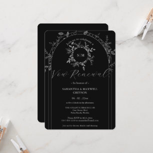 Luxury Black elegant  Vow Renewal Invitation