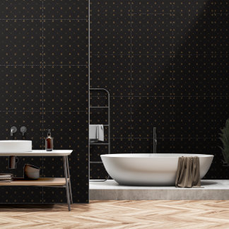 Luxury Black Geometric Bathroom Wallpaper