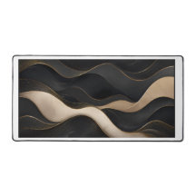 Luxury Black Gold Abstract Wave Desk Mat