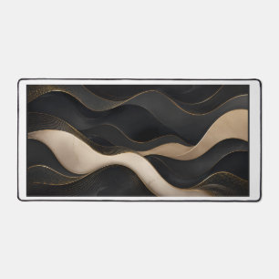 Luxury Black Gold Abstract Wave Desk Mat
