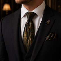 Luxury Black Gold Art Deco Skyline Gatsby Wedding