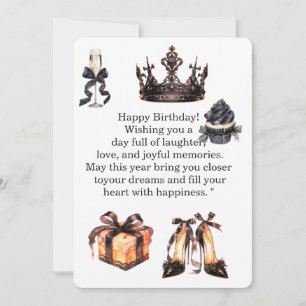 Luxury Black Gold Birthday Card for Her Elegant