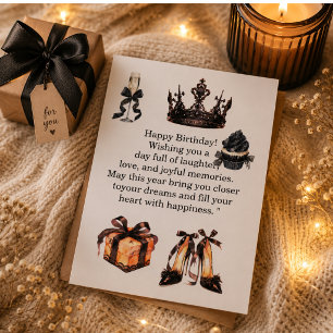 Luxury Black Gold Birthday Card for Her   Elegant 