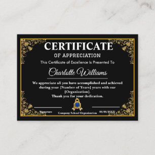 Luxury Black Gold Certificate of Appreciation