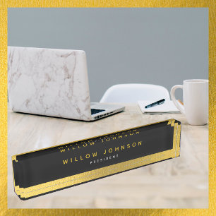Luxury Black Gold Classy Executive Business Gift  Nameplate