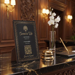 Luxury Black Gold Damask Wifi Password Plaque