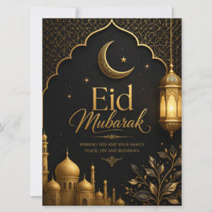 Luxury Black Gold Eid Mubarak Greeting Card