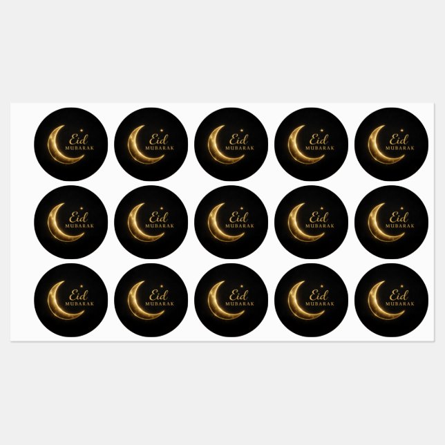 Luxury Black & Gold Eid Mubarak Stickers– Elegant (Sheet)