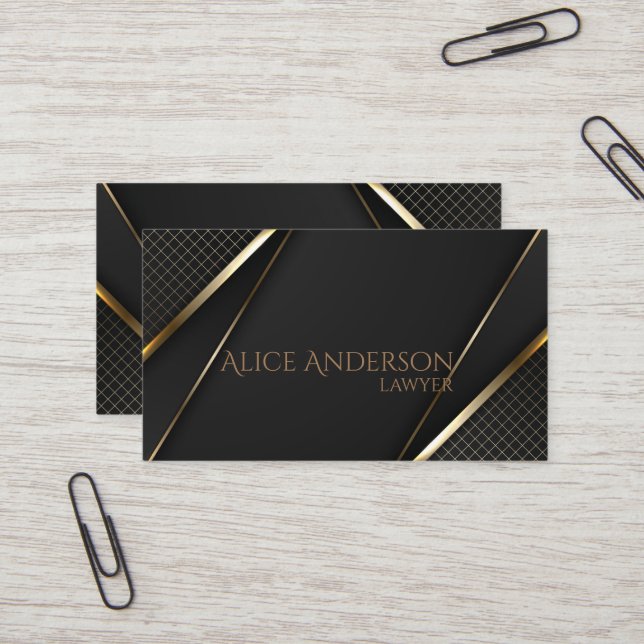 Luxury black gold elegant lawyer  Business Card (Front/Back In Situ)