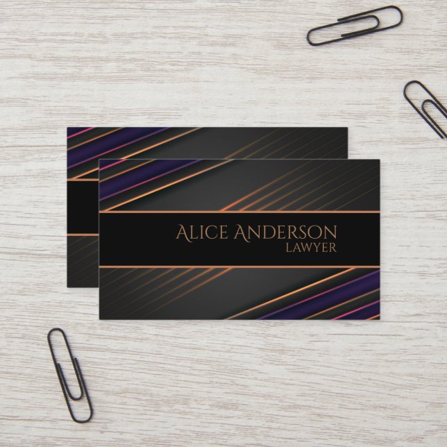Luxury black gold elegant lawyer  Business Card (Front/Back In Situ)